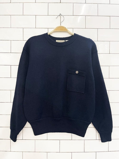 vintage 00s liz claiborne wool - blend minimal pocket knit sweater - good market thrift store