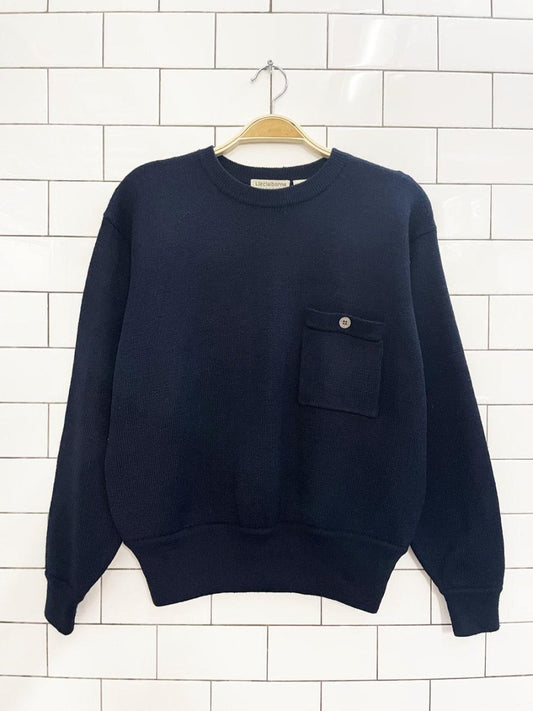 vintage 00s liz claiborne wool - blend minimal pocket knit sweater - good market thrift store