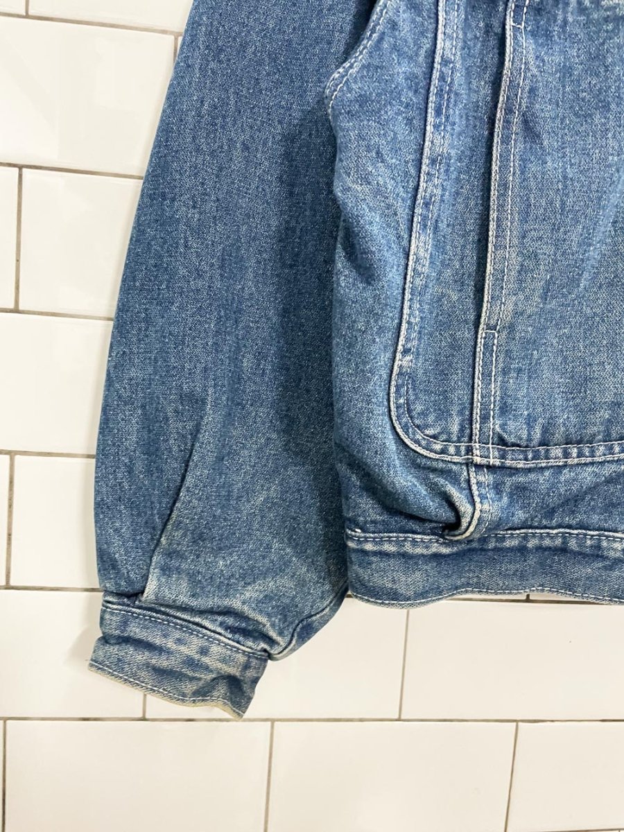 vintage 90s premiere vision flannel - lined denim jacket - good market thrift store