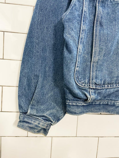 vintage 90s premiere vision flannel - lined denim jacket - good market thrift store