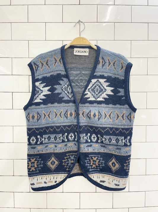vintage 90s jordano southwestern knit vest - good market thrift store