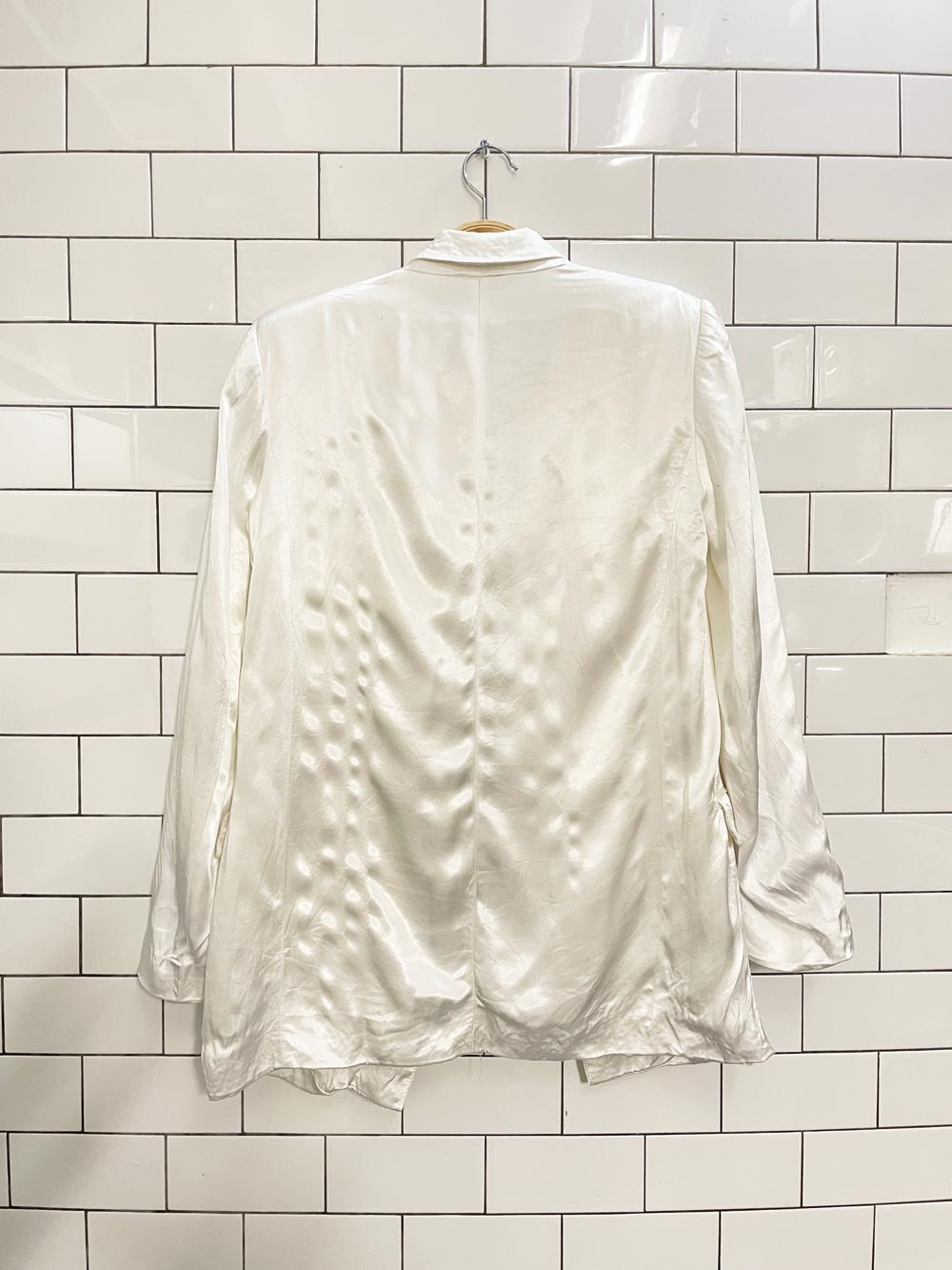 zara white satin open blazer - good market thrift store