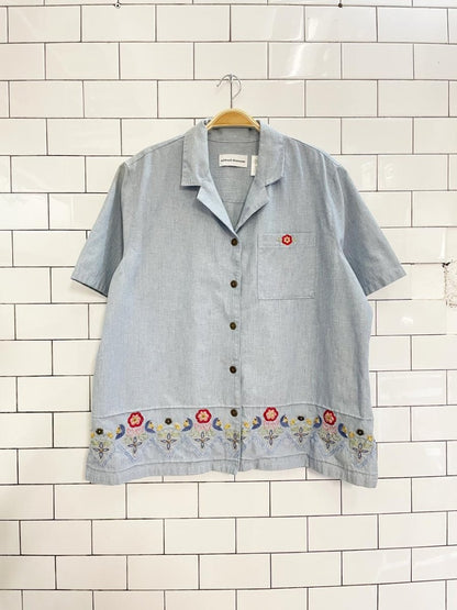 vintage 00s alfred dunner floral embroidered shirt - good market thrift store