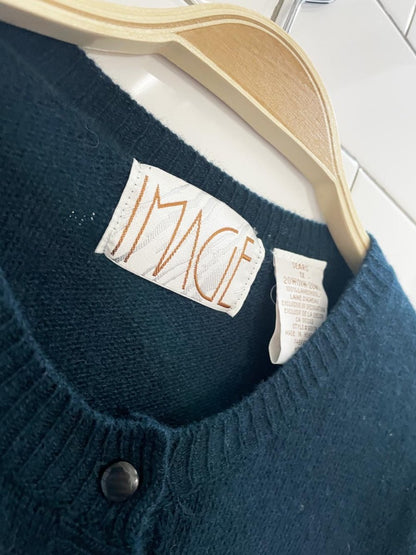 vintage 00s image wool fall florals embroidered knit cardigan - good market thrift store