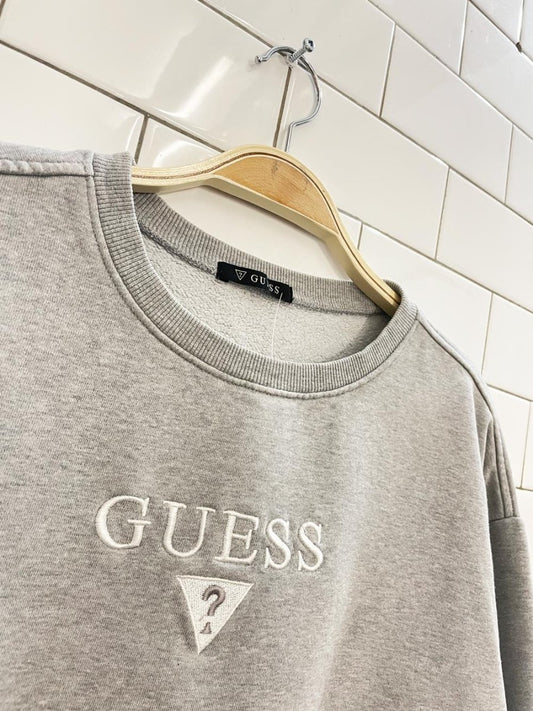 guess classic embroidered logo crew - good market thrift store