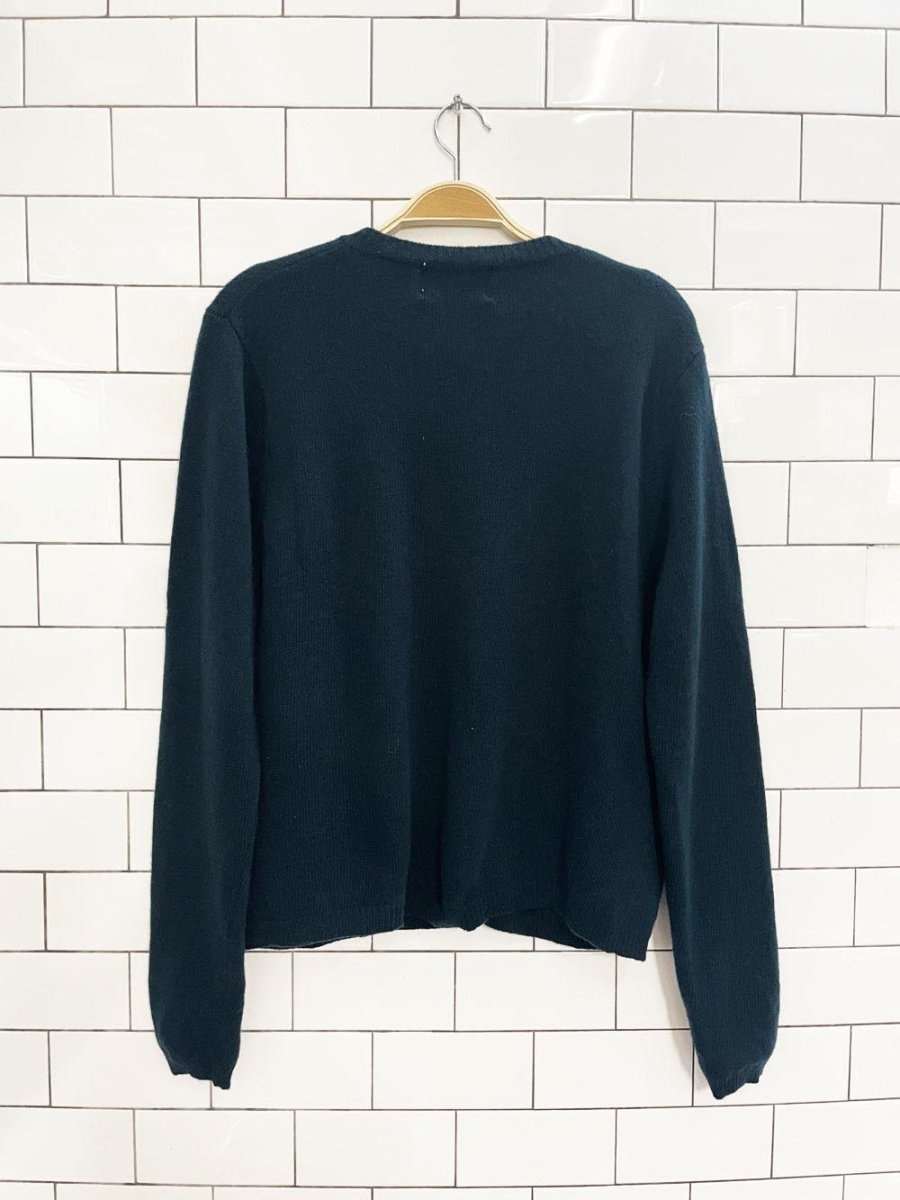 vintage 00s image wool fall florals embroidered knit cardigan - good market thrift store