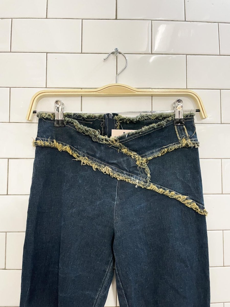 y2k candy rain made in usa frayed split flare jeans - good market thrift store