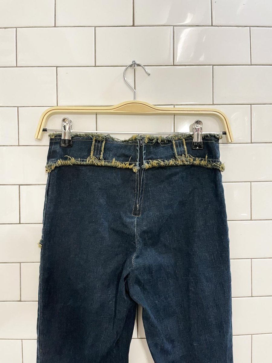 y2k candy rain made in usa frayed split flare jeans - good market thrift store