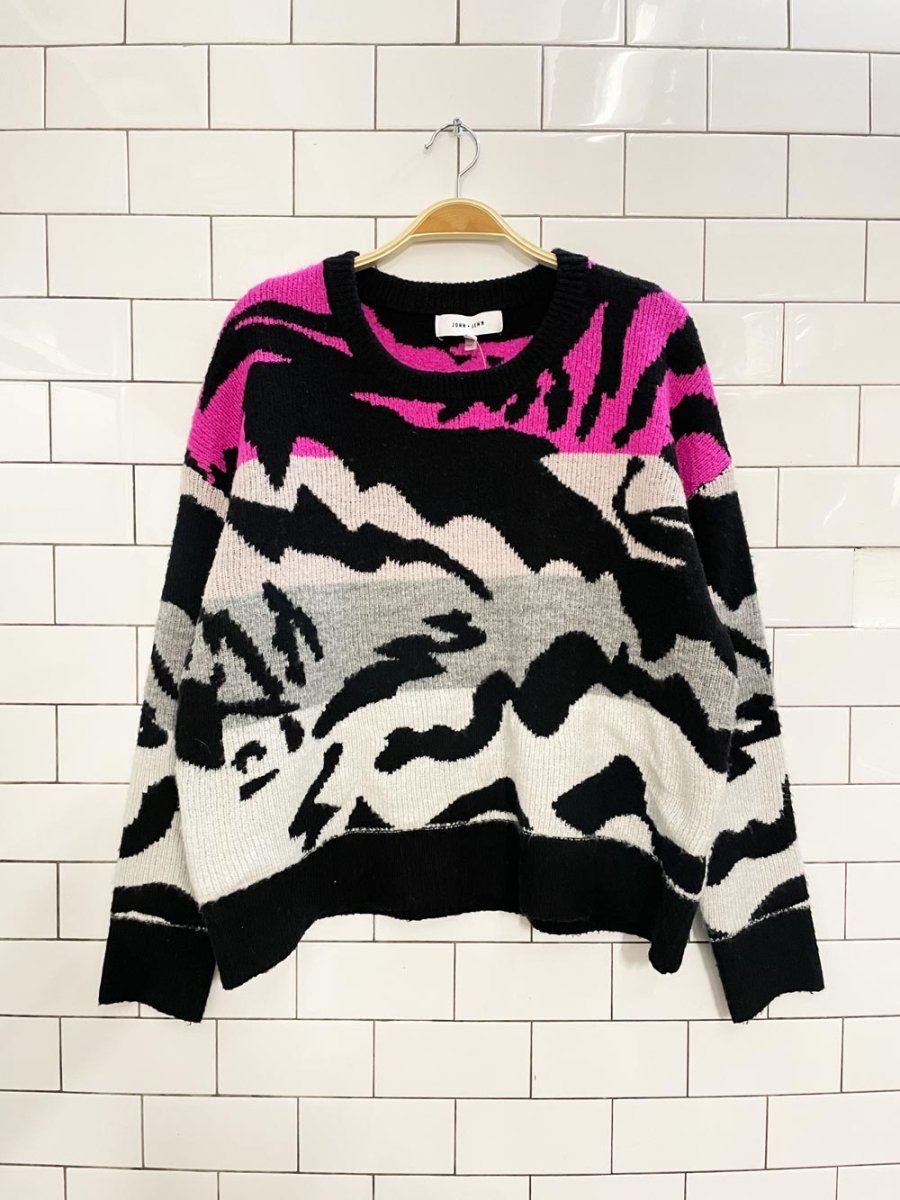 john + jenn animal print knit sweater - good market thrift store