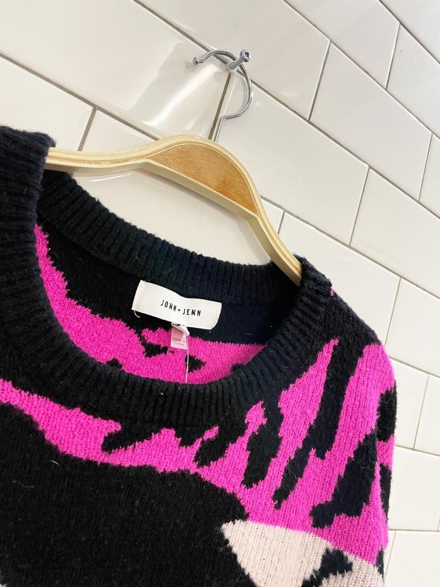 john + jenn animal print knit sweater - good market thrift store