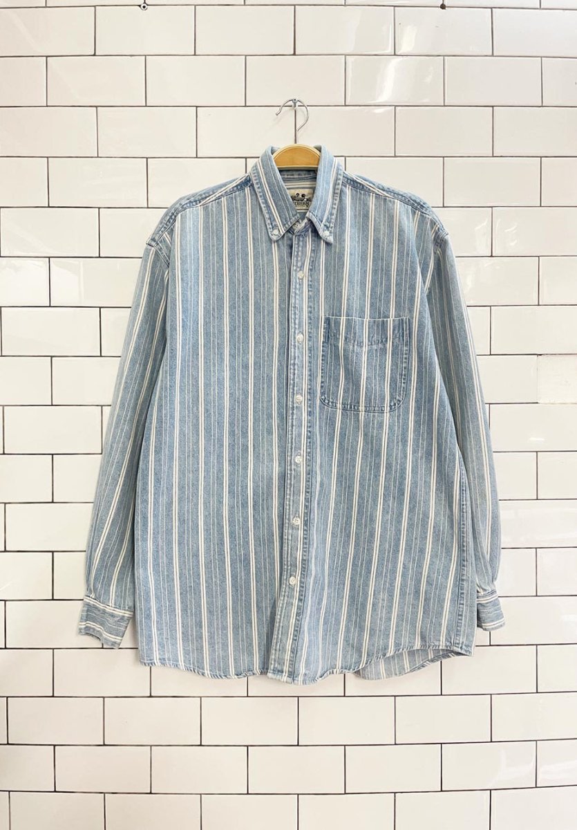 vintage 00s NR oversized stripe denim shirt - good market thrift store