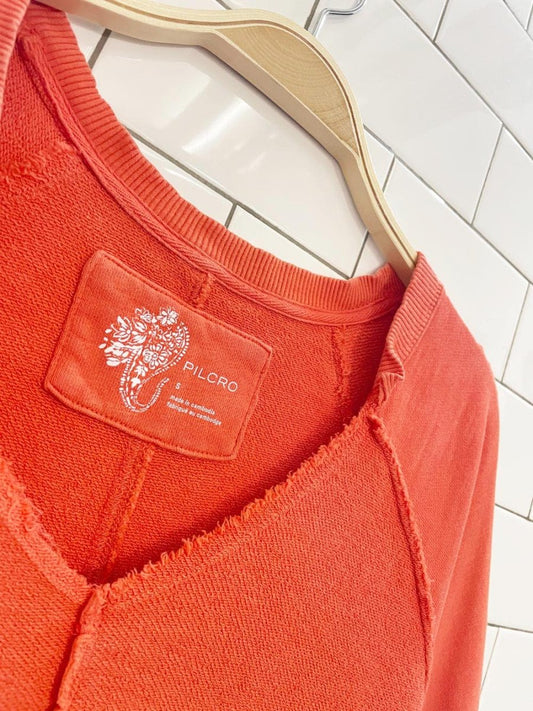 pilcro oversized raw edge v - neck sweatshirt | anthropologie - good market thrift store