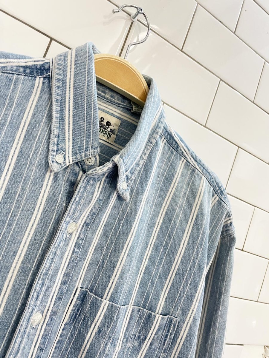 vintage 00s NR oversized stripe denim shirt - good market thrift store