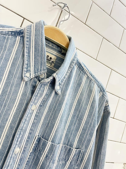 vintage 00s NR oversized stripe denim shirt - good market thrift store