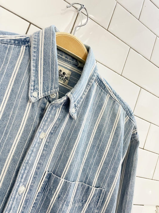 vintage 00s NR oversized stripe denim shirt - good market thrift store