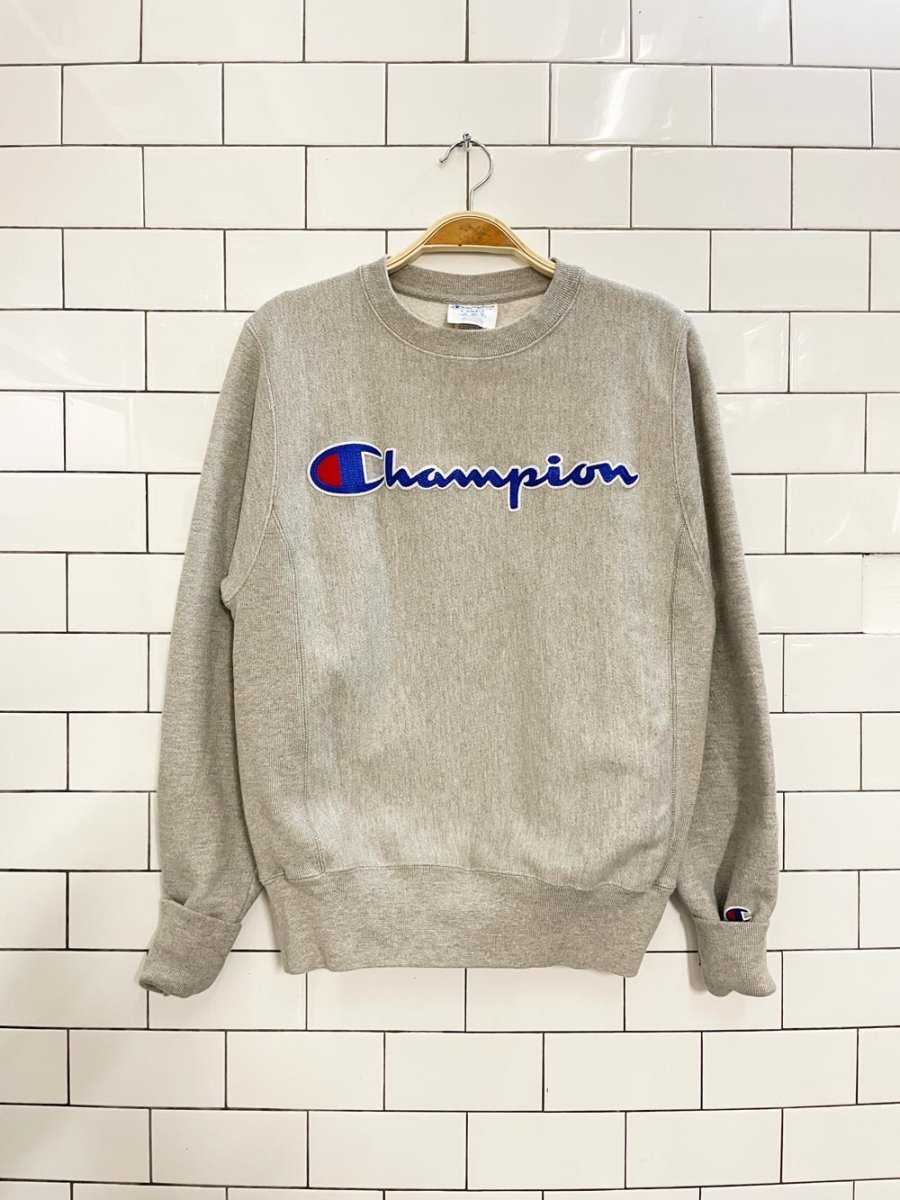 champion reverse weave embroidered logo crew - good market thrift store
