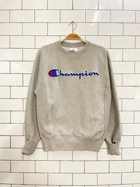 champion reverse weave embroidered logo crew - good market thrift store