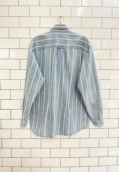 vintage 00s NR oversized stripe denim shirt - good market thrift store