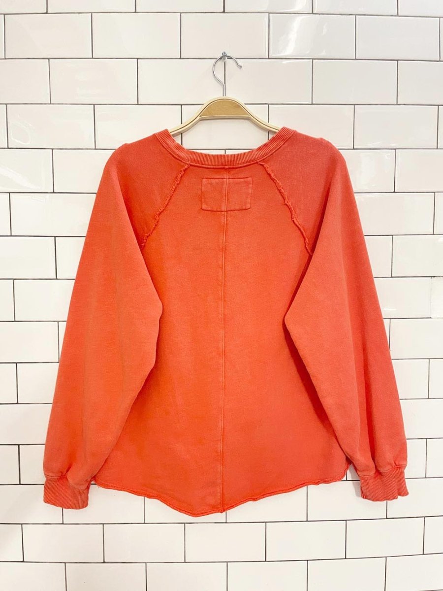 pilcro oversized raw edge v - neck sweatshirt | anthropologie - good market thrift store