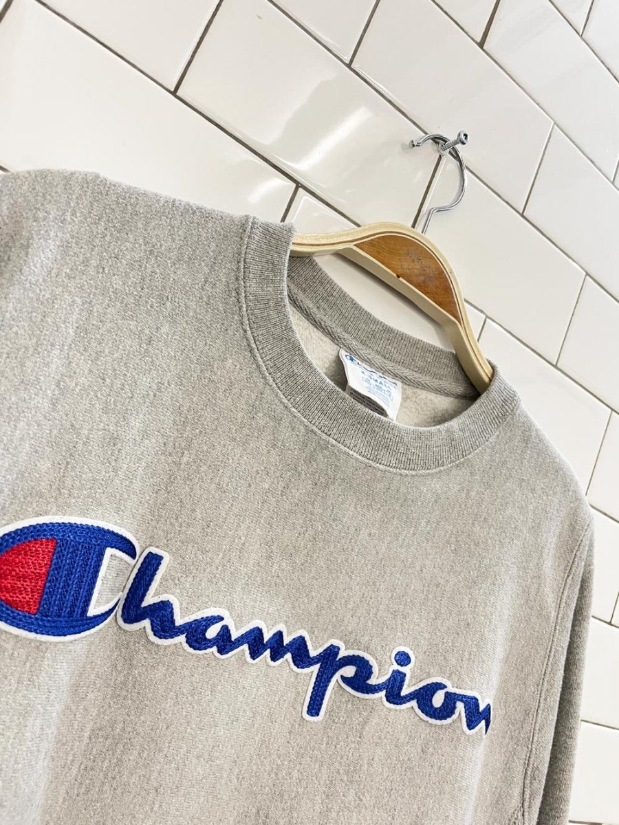 champion reverse weave embroidered logo crew - good market thrift store