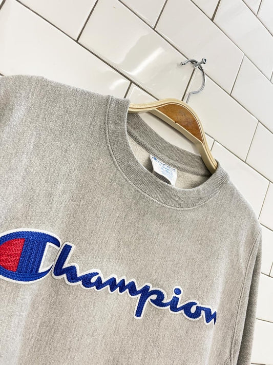 champion reverse weave embroidered logo crew - good market thrift store