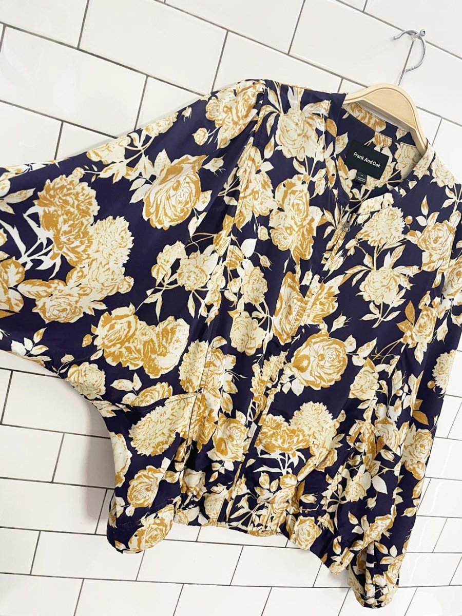 frank and oak silk - blend batwing floral jacket - good market thrift store