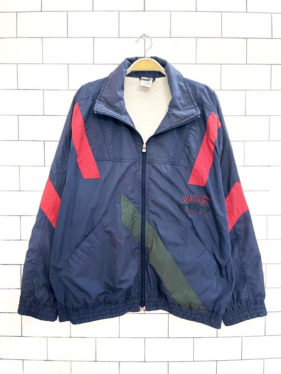 vintage 90s puma colourblock embroidered logo jacket - good market thrift store