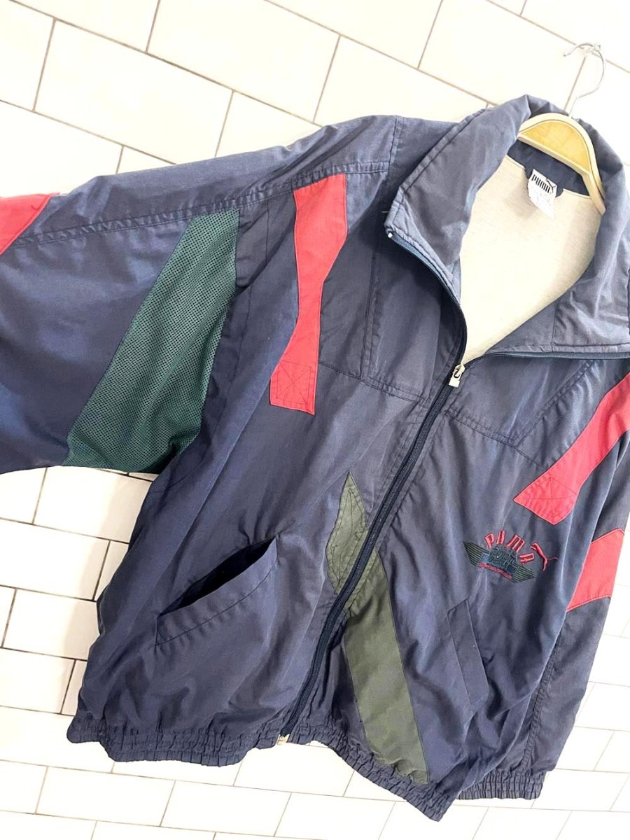 vintage 90s puma colourblock embroidered logo jacket - good market thrift store