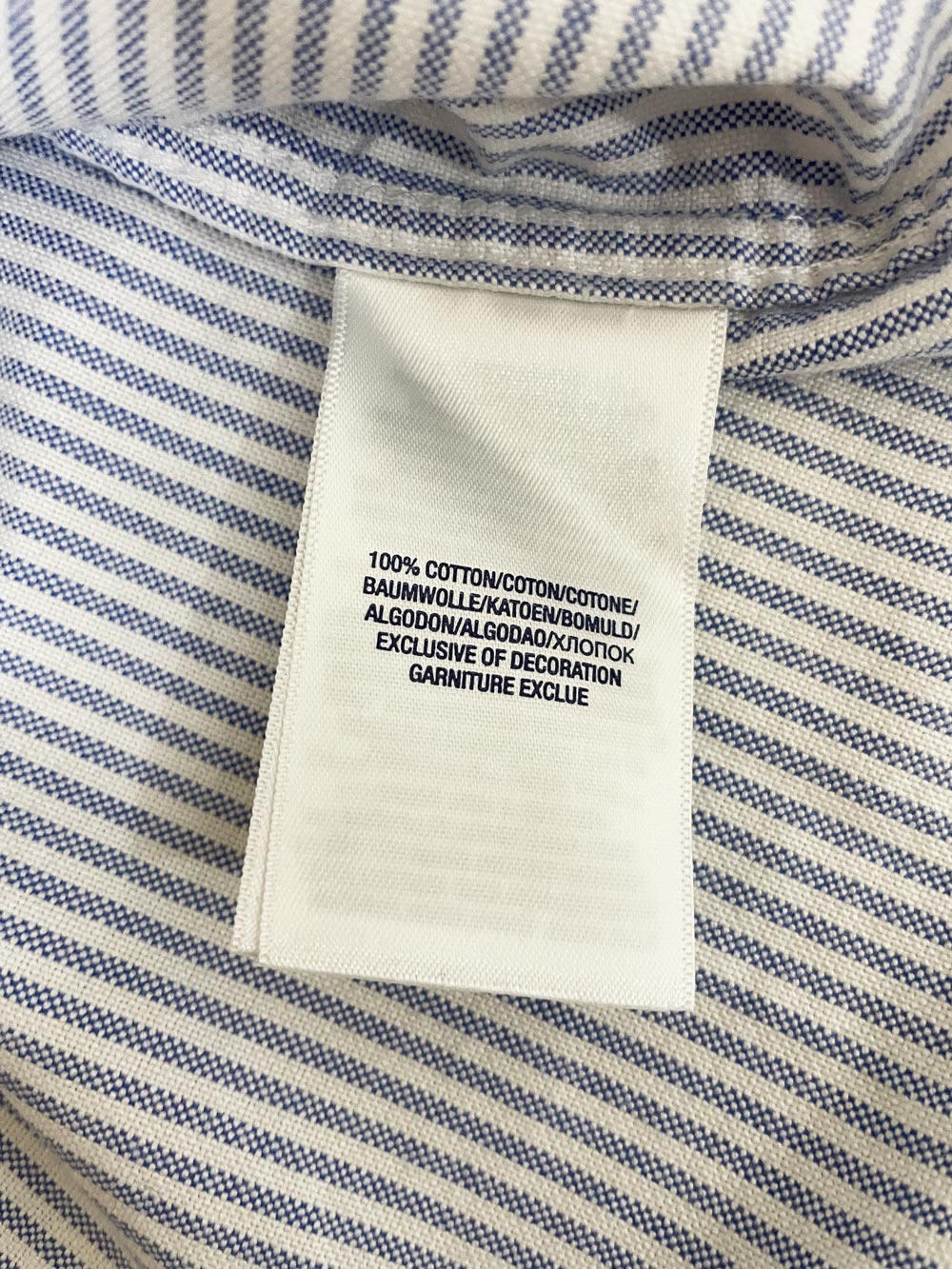ralph lauren 100% cotton contrast collar blue stripe full button shirt