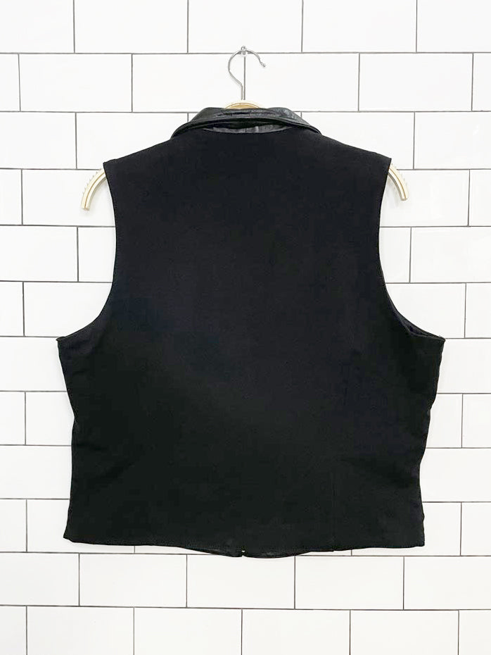 vintage 00s wilsons maxima soft leather minimal zip biker vest