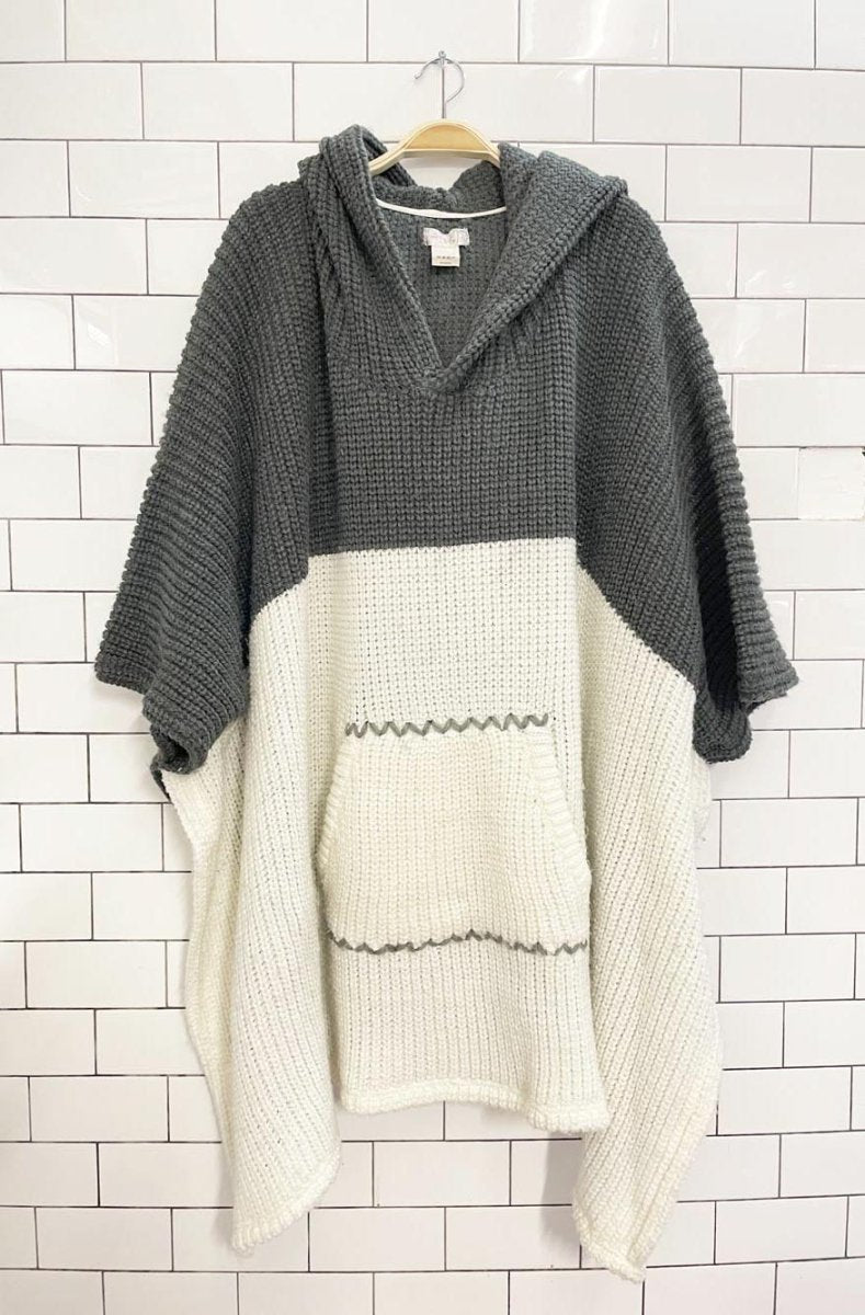 free people brook hooded knit poncho - good market thrift store