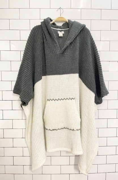 free people brook hooded knit poncho - good market thrift store