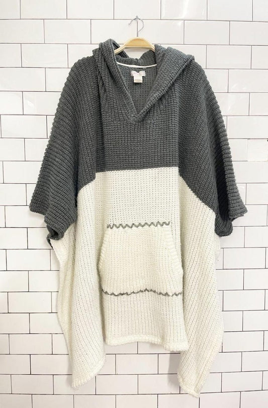 free people brook hooded knit poncho - good market thrift store