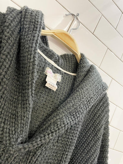 free people brook hooded knit poncho - good market thrift store