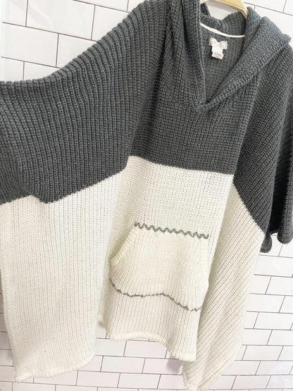 free people brook hooded knit poncho - good market thrift store