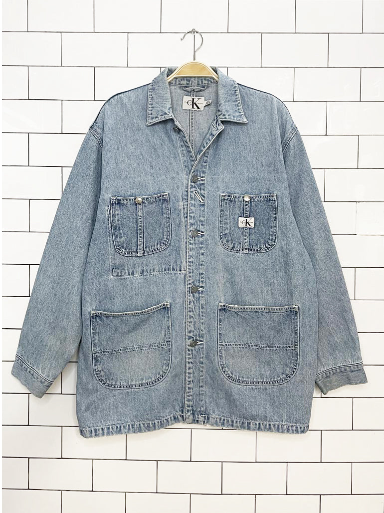 vintage 90s calvin klein jeans oversized denim chore jacket