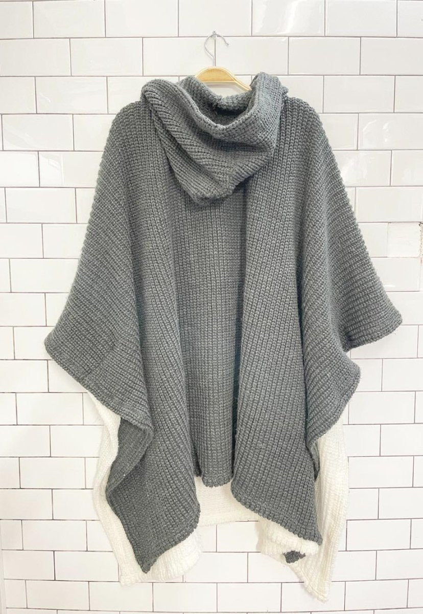 free people brook hooded knit poncho - good market thrift store