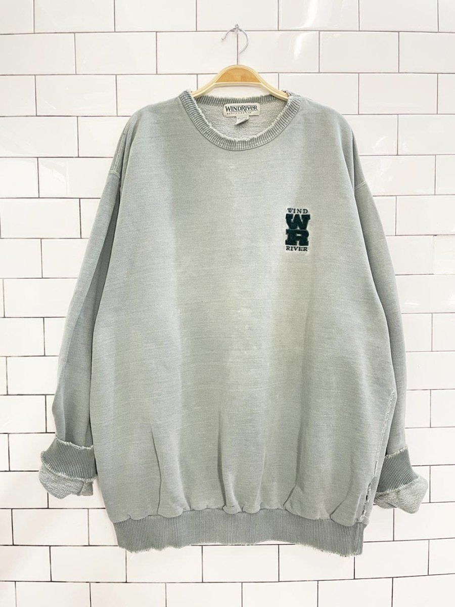 vintage 90s windriver WR logo distressed cottage crewneck sweatshirt - good market thrift store