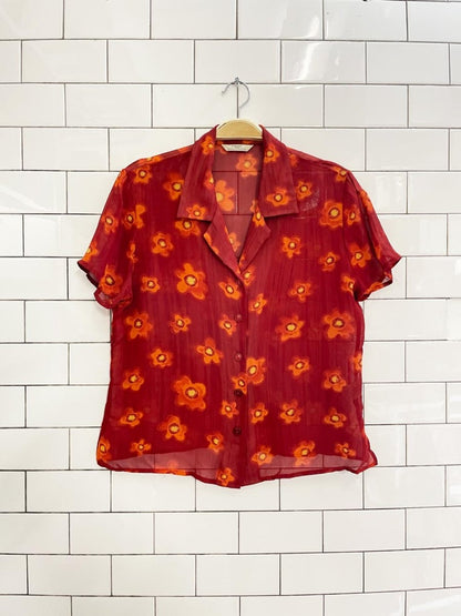 y2k st michael retro floral chiffon shirt - good market thrift store