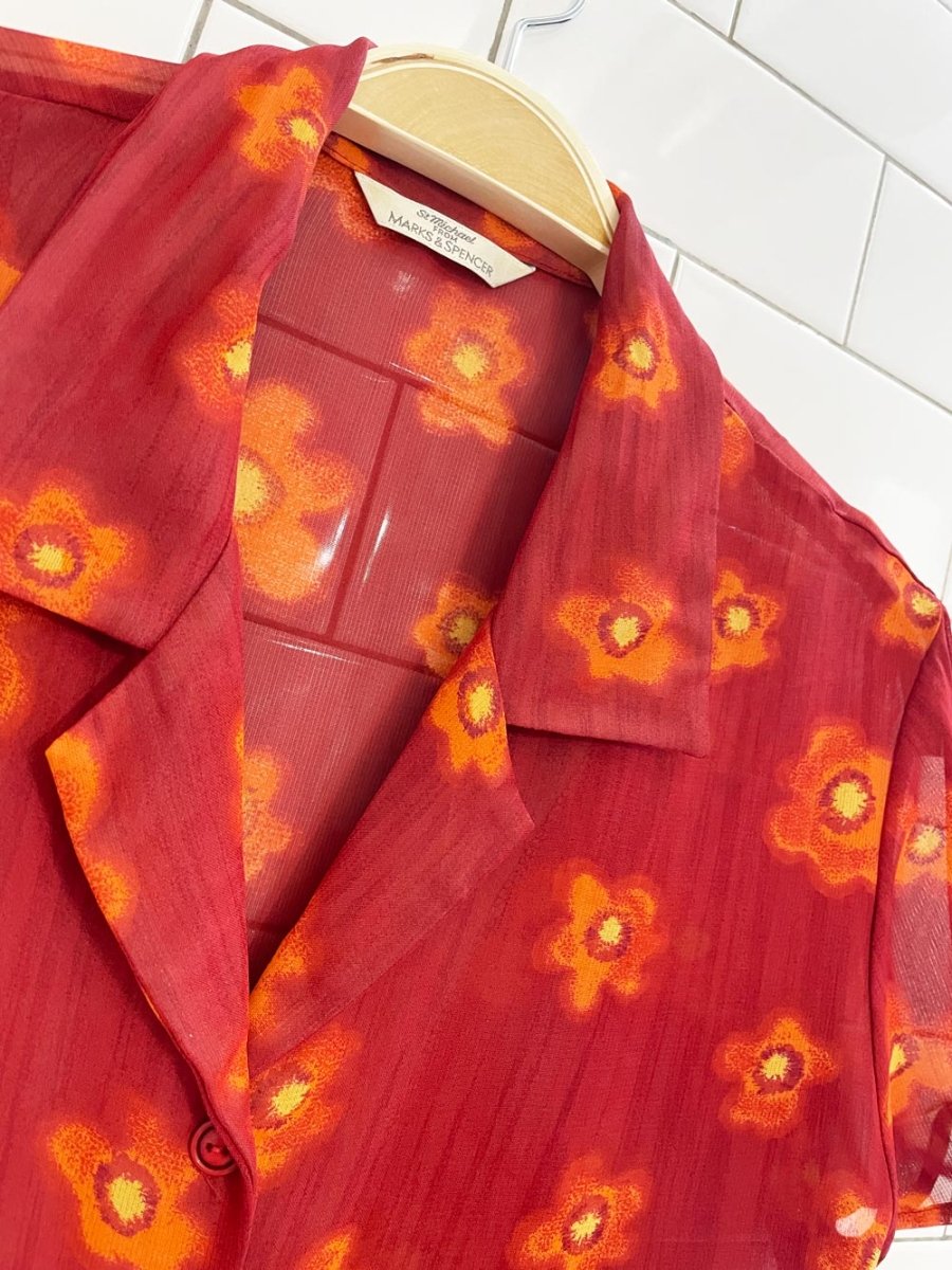 y2k st michael retro floral chiffon shirt - good market thrift store