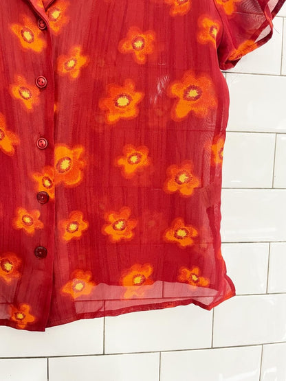 y2k st michael retro floral chiffon shirt - good market thrift store