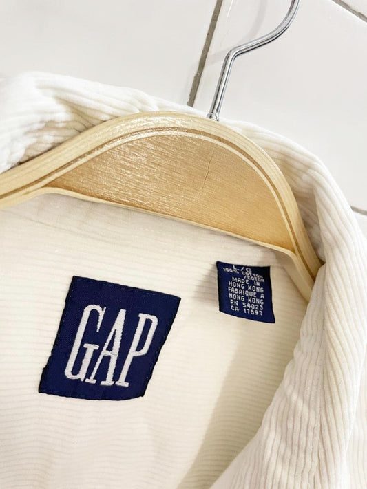 rework x vintage gap corduroy blue rose patch shirt jacket - good market thrift store