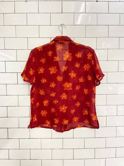 y2k st michael retro floral chiffon shirt - good market thrift store