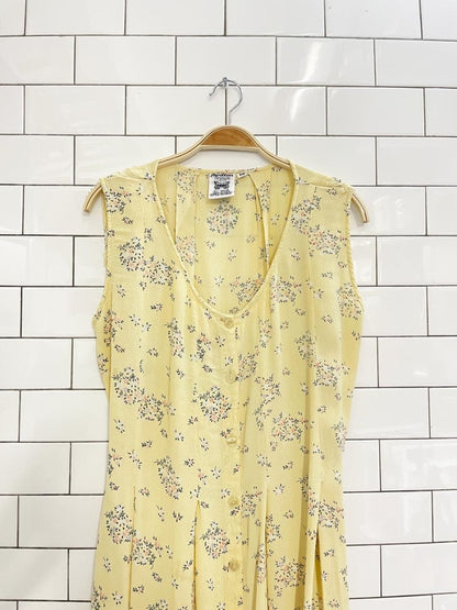 vintage 90s papillon floral full button maxi dress - good market thrift store