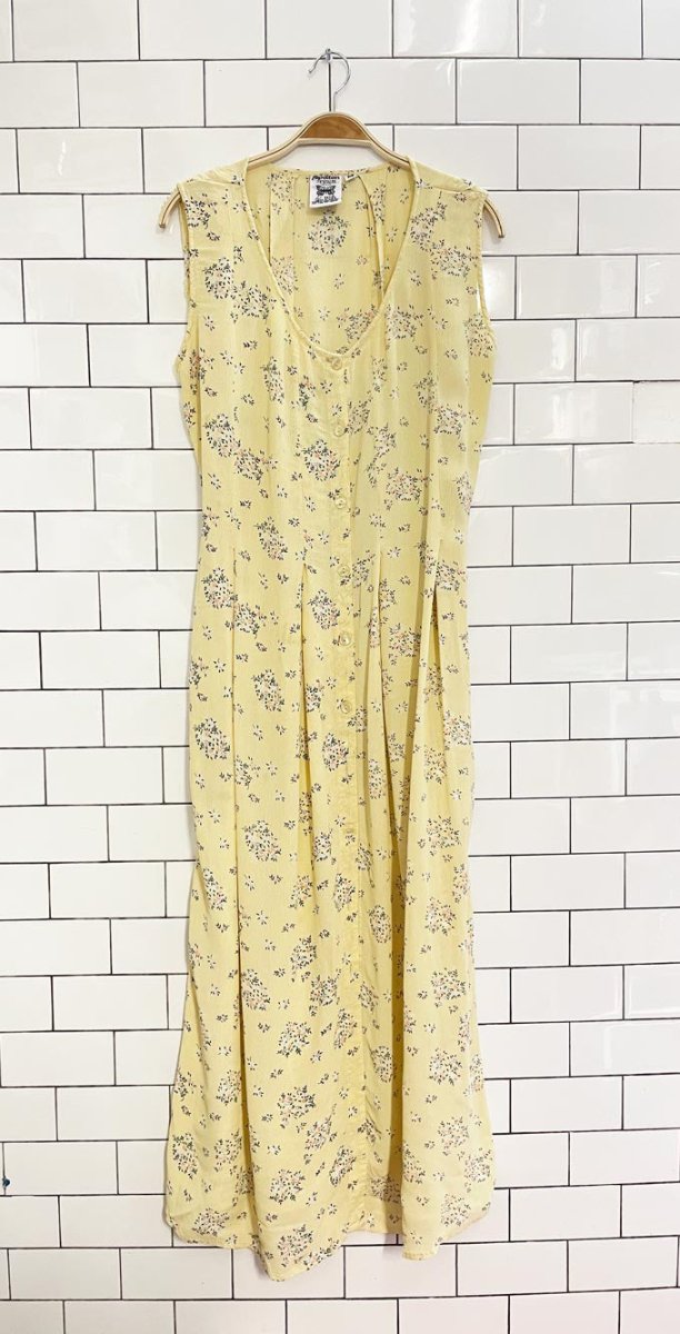 vintage 90s papillon floral full button maxi dress - good market thrift store