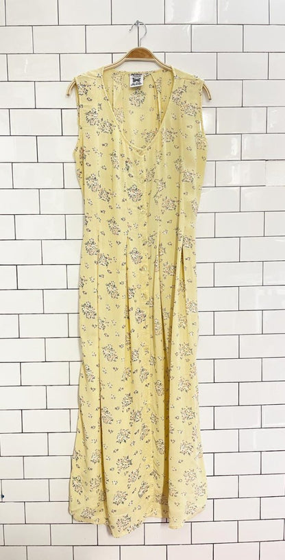 vintage 90s papillon floral full button maxi dress - good market thrift store