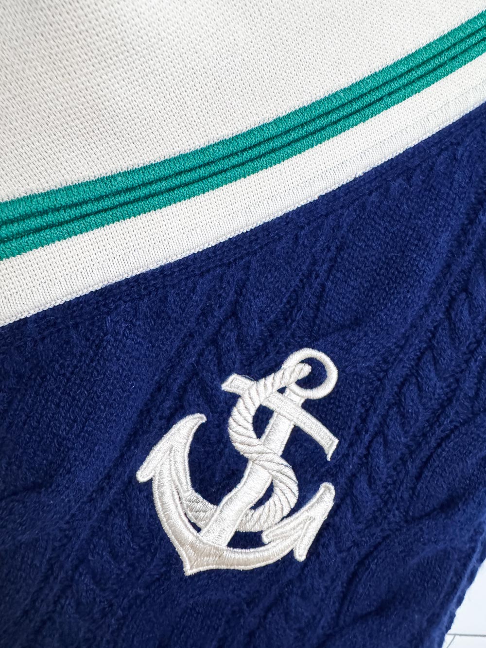 sandro guilhem cashmere-blend nautical anchor cable knit v-neck sweater