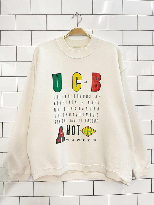 vintage 90s ucob "a hot winter" graphic sweatshirt | united colors of benetton - good market thrift store