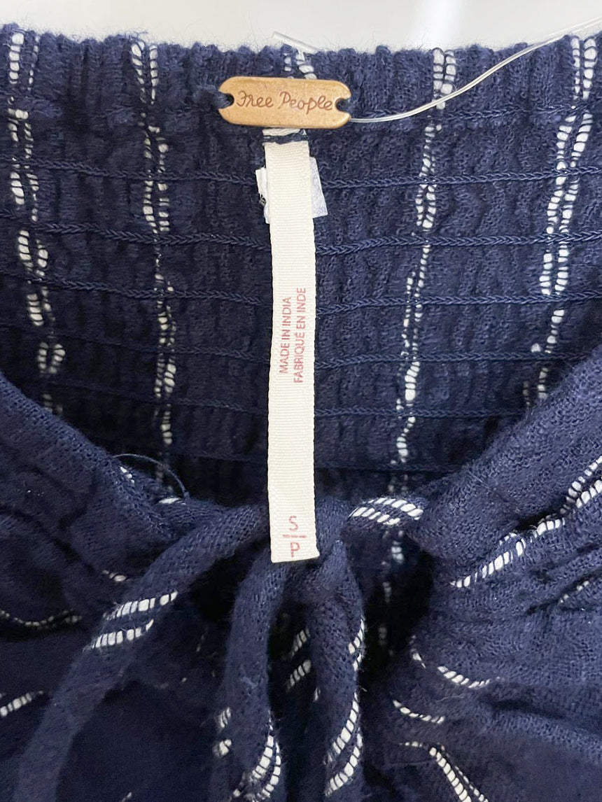 nwt free people boho pinstripe smocked-back peasant top | made in India