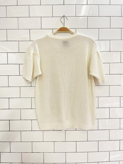 vintage 00s basic editions puff sleeve knit top - good market thrift store